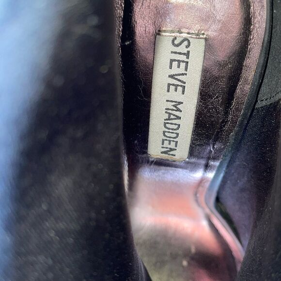 Gray Steve Madden open toes Women's Studded Ankle Booties high block heel - Picture 3 of 8